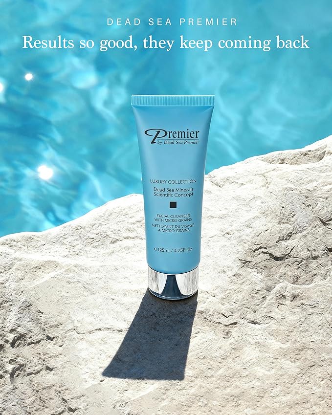 Premier Dead Sea Facial Cleanser with Micro Grains, Luxury collection foaming face wash, daily use skin care, nondrying, Skin Care with aloe vera, witch hazel, Dermatologist Tested 4.4fl oz