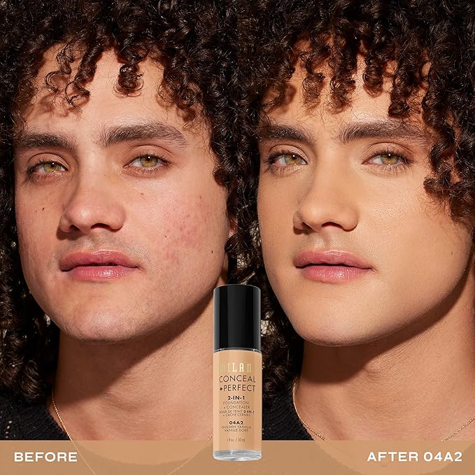Milani Conceal + Perfect 2-in-1 Foundation + Concealer for a Flawless Complexion, Under Eye Corrector, Cover Redness and Imperfections, Waterproof and Sweatproof - 04A2-Golden Vanilla