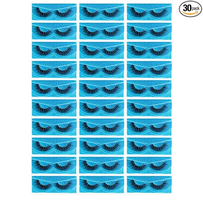 FARRED Wholesale Fluffy Dramatic Bulk Lashes 30 Pairs Pack Individual Box 18mm Volume Faux Mink Eyelash Thick 8D Fake Lash Short Natural Look Eyelashes (F08-30 pairs)