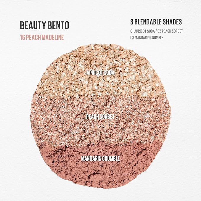 Kaja Beauty Bento Collection - Bouncy Eyeshadow Trio | 16 Peach Madeline | Nude Peach Tone | Vegan, Cruelty free