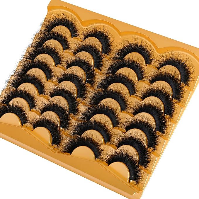 Lashes 18MM False Eyelashes Volume Faux Mink Lashes 14 Pairs Pack Dramatic Fake Eyelashes Wispy Cat-Eye Look Waterproof Strip Lashes That Look Like Extension, by TIMELYBS