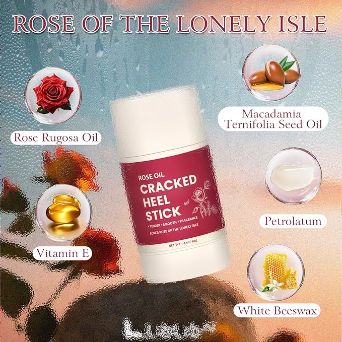 TEAWOO 5Pcs Cracked Heel Treatment & Repair Stick – Rose Oil Infused cracked heel stick Balm for Dry, Cracked Heels – No-Mess Applicator, Travel-Friendly