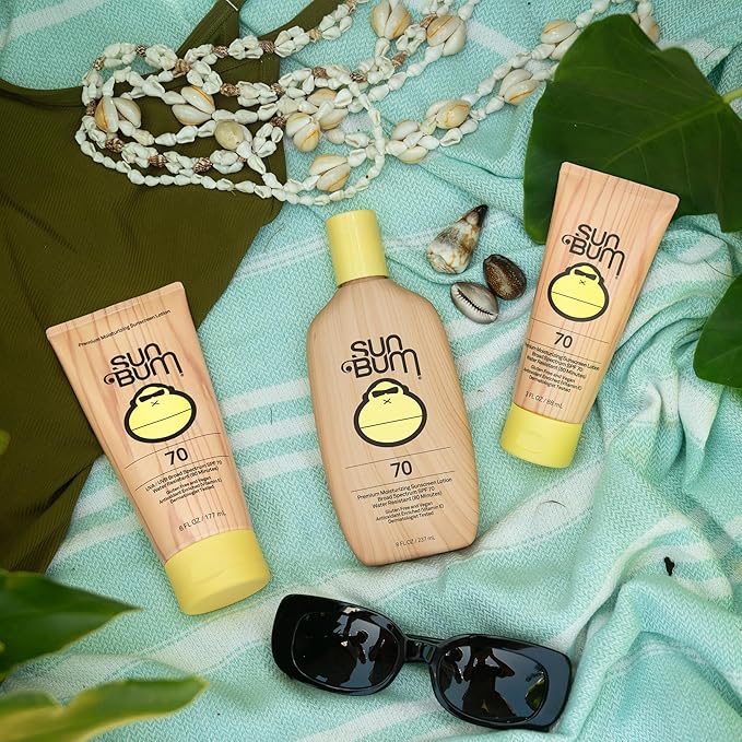 Sun Bum Original SPF 70 Sunscreen Body Lotion - Broad Spectrum Moisturizing Sunscreen with Vitamin E - Hawaii 104 Act Compliant (Made without Octinoxate & Oxybenzone) - Travel Size - 3 oz