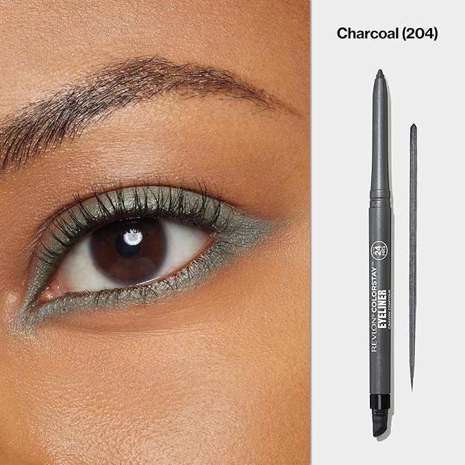 REVLON ColorStay Pencil Waterproof Eyeliner, Smudge-Proof, Eye Makeup with Built-In Sharpener, 204 Charcoal, 0.01 oz (Pack of 2)