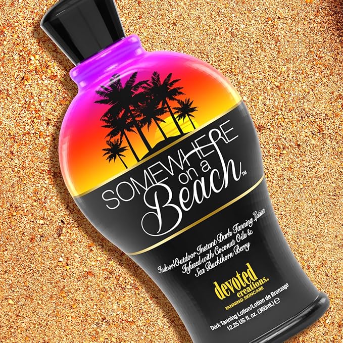 Somewhere on a Beach, Indoor Outdoor, Instant Dark Tanning Lotion 12.25 Ounce