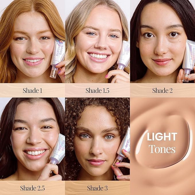 Naked Sundays BeautyScreen SPF 50 Foundation Tint – Tinted Sunscreen & Skincare Makeup with Zinc Oxide, Peptides, Niacinamide – Lightweight Natural Coverage,1 Fair Neutral, 1.01 oz