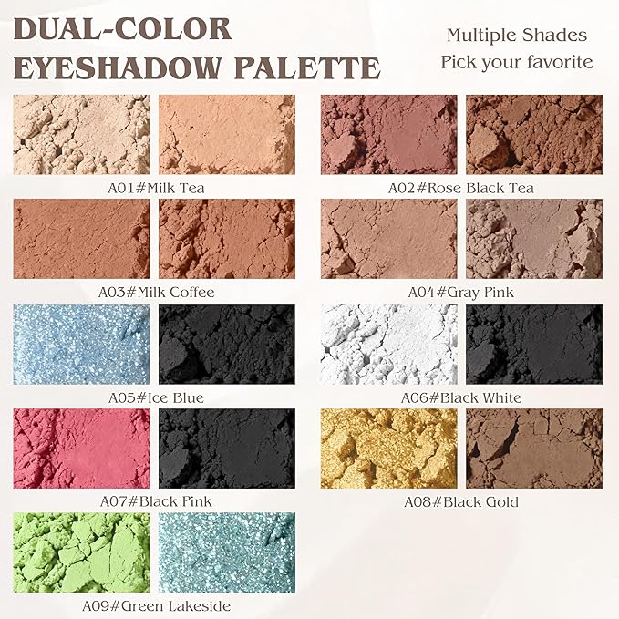 Duo Eye Shadow Powder，Nude&Light Brown Matte Eyeshadow Makeup Palette，Neutral Shades Eyeshadow Palette for Woman Daily Eyes Looks，Highly Pigmented，Smooth, Blendable，sombras de ojos, Cruelty-Free 03