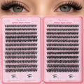Manga Lash Clusters, 640 Pcs Eyelash Clusters Individual Lash Extension Kit D Curl Fluffy Wispy False Eyelashes Extensions Thin Band (50D+60D)
