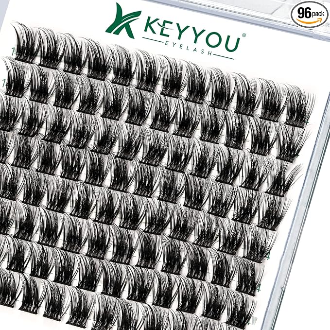 Lash Clusters 96pcs Individual Lashes Y08 D Curl 8-18MIX Cluster Lashes KEYYOU Volume Wispy Lash Extension Soft&Comfortable Easy DIY at Home(Y08 D-8-18MIX)