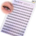 Pawotence Natural Lash Clusters Wispy Cluster Eyelash Extensions 144pcs Eyelash Clusters 9-12mm Individual Lashes Extension DIY Soft C Curved Lashes Clusters