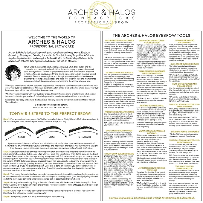 Arches and Halos Water Resistant Firm Hold Eyebrow Gel - Clear Brow Gel for Lasting Definition - Non Flaking Weightless Formula - Vegan - 0.1 oz