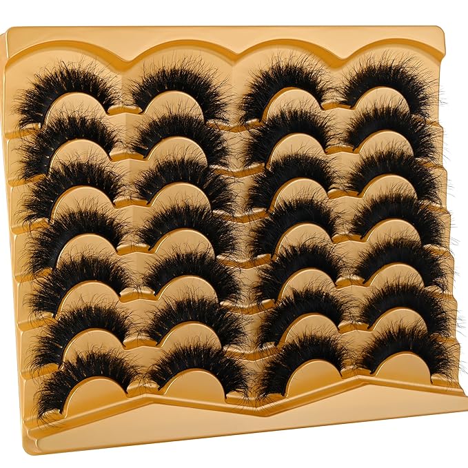 Lashes 18MM False Eyelashes Volume Faux Mink Lashes 14 Pairs Pack Dramatic Fake Eyelashes Wispy Cat-Eye Look Waterproof Strip Lashes That Look Like Extension, by TIMELYBS