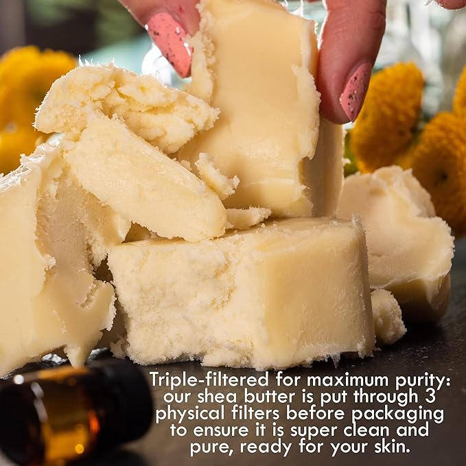 Raw Shea Butter – 100% Pure Unrefined African Shea Butter | Deep Moisturizer for Dry Skin, Hair & Scalp | DIY Body Butter, Lip Balm & Soap Base | Smoky Scent (8 oz Block)