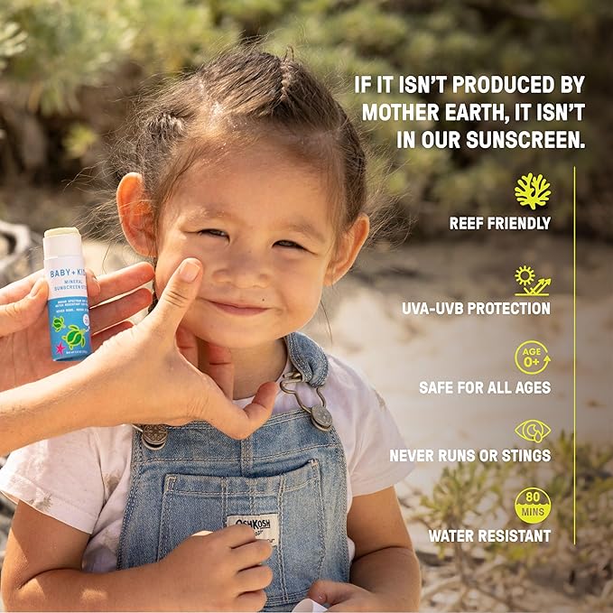 Raw Elements Baby & Kids SPF 30 Organic Sunscreen Stick, Non-Nano Zinc Oxide, Reef-Safe, Cruelty-Free, Gluten & Nut Free, Zero Waste Tube, Travel Sunblock 1.0 oz