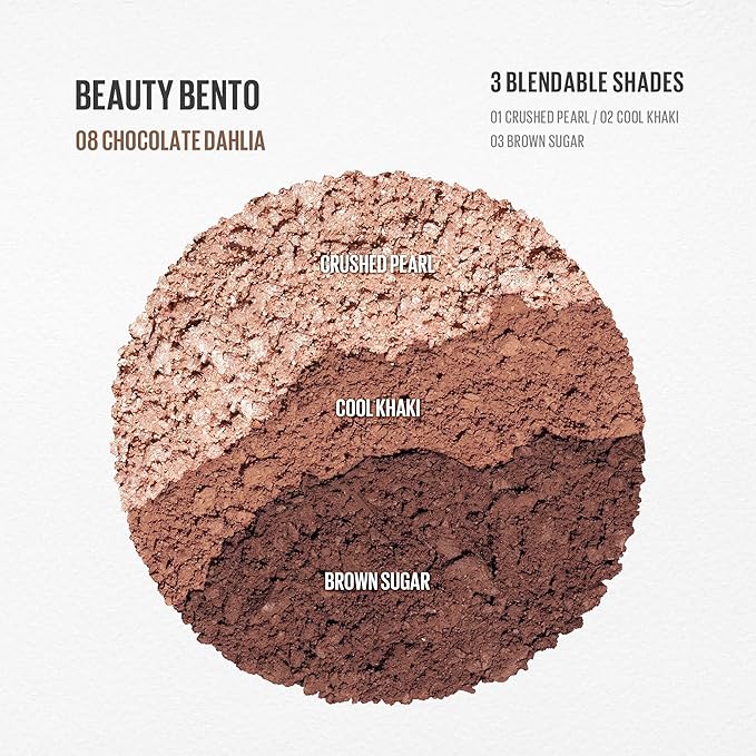 Kaja 3 Colors Eyeshadow - Beauty Bento 08 Chocolate Dahlia | Mosaic Chrome, Shimmer, Matte finish, Cruelty free, K-Beauty Mini Palettes, Easy Finger Blendable, Glitter, High Pigmentation, 0.03 Oz