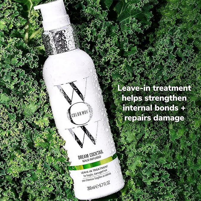 COLOR WOW Dream Cocktail Kale Infused Leave-in Treatment – for fragile, damaged hair | Reduce hair breakage by 50% in a single use | Powerful heat protectant