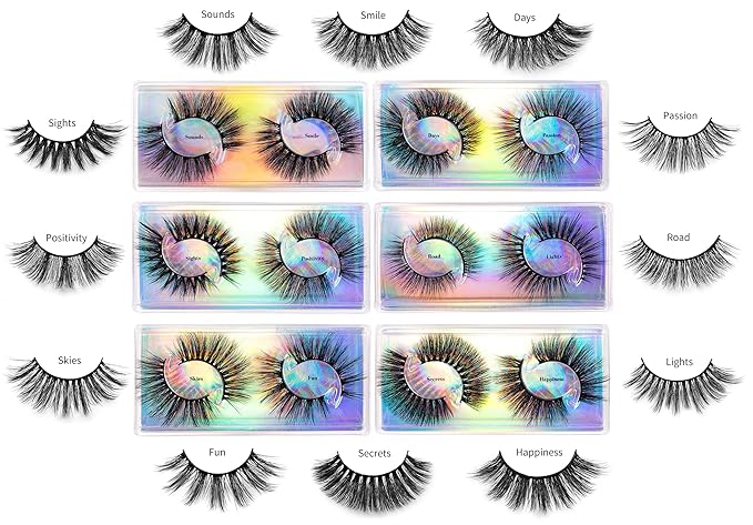 DYSILK Mink Lashes - Fluffy False Eyelashes, 12 Pairs, 12 Styles, Mixed Lash Extension, D Curl, Wispy, Natural Look, Pack