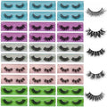 Wholesale Lashes, 3D Faux Mink Eyelash Bulk, 18mm Handmade Reusable Eye Lash, 5 Styles Dramatic Fluffy False Lash with Glitter Portable Packing (Fluffy 5 styles-30 pairs)