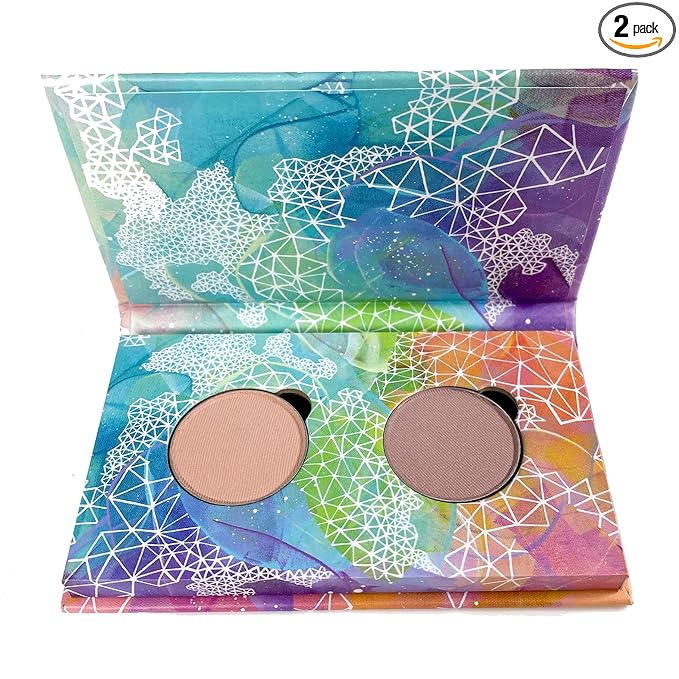 Honeybee Gardens Mini Skinny Duo Eye Shadow Compact in Canterbury and Cameo, Longlasting, Refillable & Customizable, Vegan, 26mm Pans