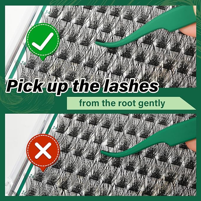 KEYYOU Lash Clusters 144pcs Individual Lashes D Curl 16mm Eyelash Clusters Super Lightweight Air Touch Cluster Lashes Soft&Wispy Comfortable Easy to DIY at Home(Air02-D-16mm)
