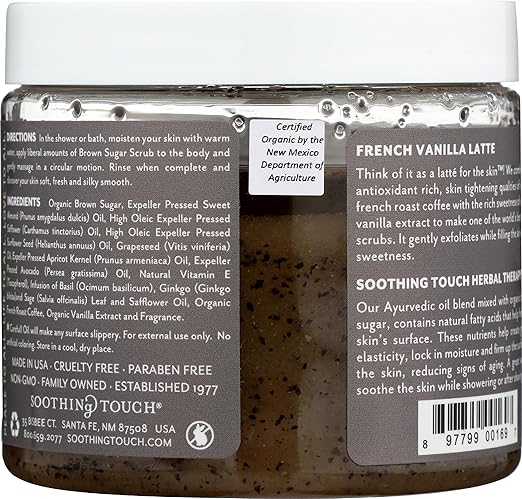 Soothing Touch, French Vanilla Latte Organic Brown Sugar Scrub, 16 oz