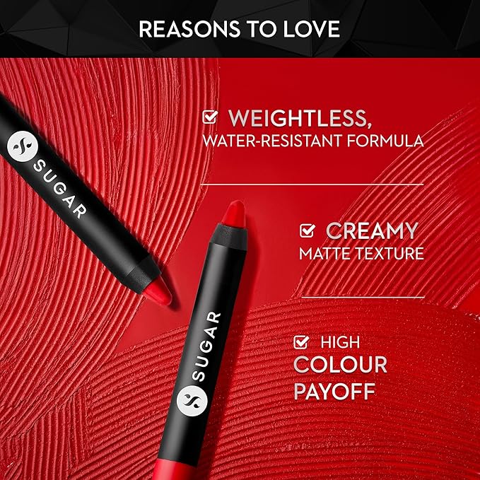 SUGAR Cosmetics Matte as Hell Crayon Lipsticks for Women Lasts Up To 8+ Hours Lip Crayon with Sharpener - 2.8 g (Pack of 1) 35 Claire Redfield