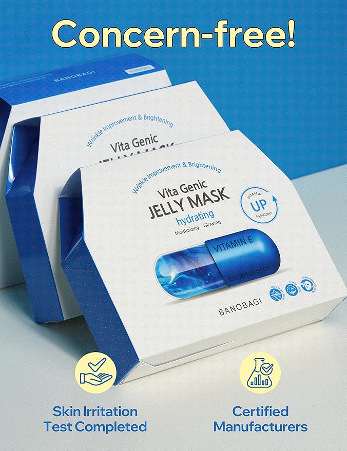BANOBAGI Vita Genic Jelly Hydrating Face Masks Beauty w/Essence & 11 Vitamin Complex | Korean Face Mask Skin Care Sheet | Moisturizing Face Mask Facial Care for Dull & Dry Skin (1.8 fl oz, 10 Sheets)