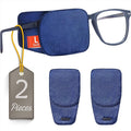 Astropic 2Pcs Large Silk Eye Patches for Adults Kids Big Glasses to Cover Either Eye (Large, Navy Blue)
