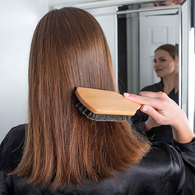 GranNaturals Boar Bristle Smoothing Hair Brush for Women and Men - Medium/Soft Bristles - Natural Wooden Large Flat Square Paddle Hairbrush for Fine, Thin, Straight, Long, or Short Hair