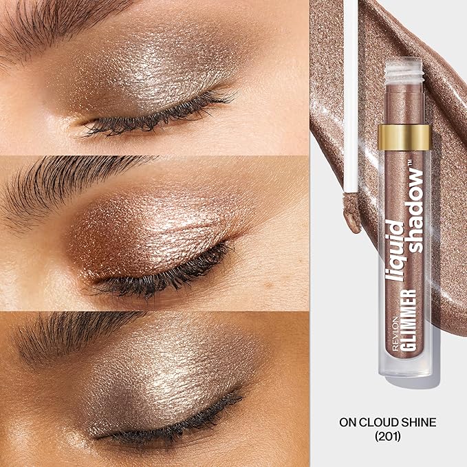 REVLON Glimmer Liquid Shadow, Smudge-Proof Shimmer Eyeshadow Makeup, Long Lasting, High Pigment, 201 On Cloud Shine