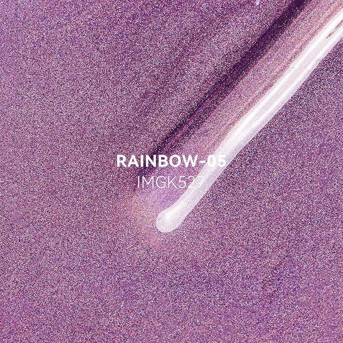 MAYCHAO 15ML Cat Eye Gel Nail Polish 1Pc Rainbow Purple Pink Gel Polish with Magnet Soak off Holographic Magnetic Nail Polish for Nail Art Manicure Salon DIY at Home, 0.5 OZ