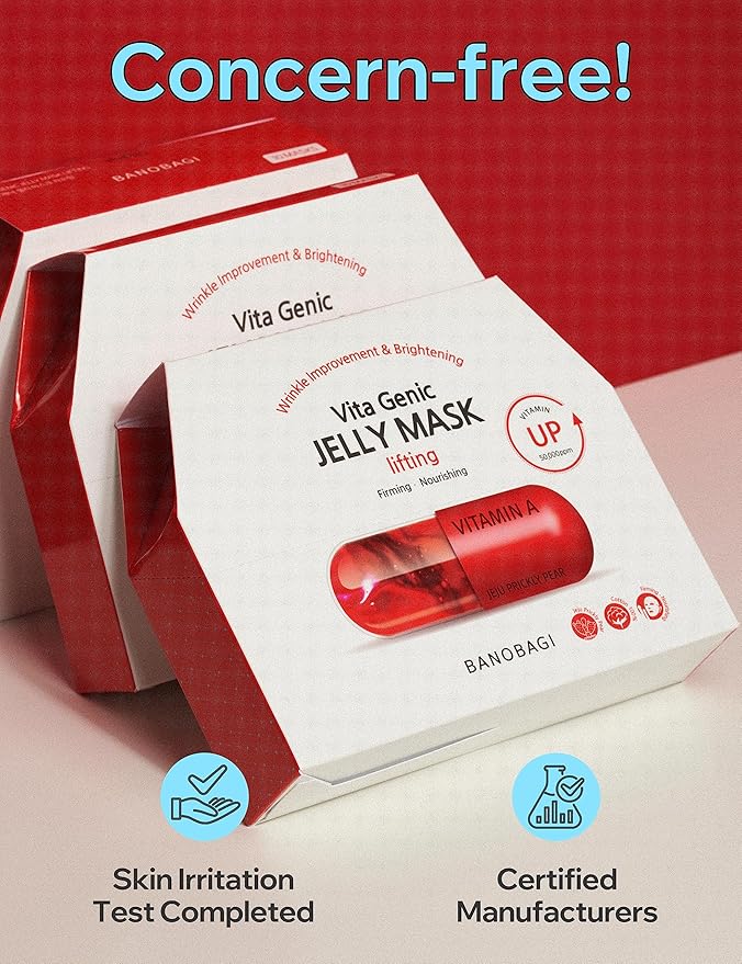 BANOBAGI Vita Genic Jelly Pore Tightening Face Masks Beauty w/Essence & 11 Vitamin Complex | Korean Face Mask Skin Care Sheet | Moisturizing Face Mask Facial Care for Oily Skin (1.8 fl oz, 10 Sheets)