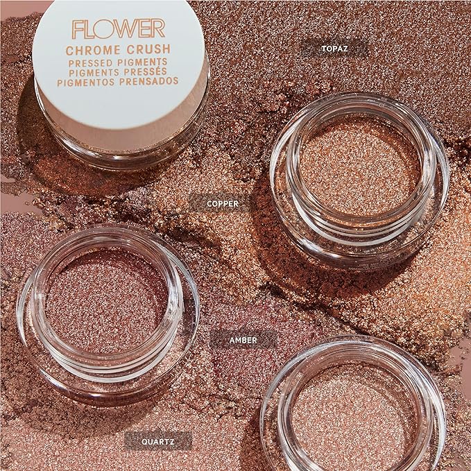 FLOWER BEAUTY By Drew Barrymore Chrome Crush Eyeshadow - Gel Powder + Buildable Formula - Shimmer + Glitter - Eyeshadow Topper (Copper)