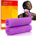African Net Sponge Set (2 Pieces) - Exfoliating Scrubber for Face/Body, Travel Portable, Long-Lasting, Gentle Exfoliation for Men & Women(Purple,Purple)