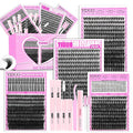 YIDUO 4 Styles Lash Clusters Kit 40D/60D/80D/100D+Spikes+Bottom Eyelash Clusters Extensions with 2X Bond and Seal, 1000Pcs 3D Volume Lashes Clusters 8-18mm Wispy D Curly Clusters Lash Extensions Kit