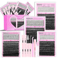 YIDUO 960Pcs Lashes Clusters Kit 80D+100D+200D+300D+Spikes+Bottom Thick Clusters Lash Extensions Kit with 2 Bond and Seal 10-20mm Wispy 3D Volume Individual Eyelash Cluster Kit DIY at Home Easily
