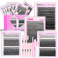 YIDUO Manga Lash Clusters Kit 40D+60D+80D+100 Fairy Spikes+Bottom Clusters Lashes Extensions Kit with 2X Bond and Seal 1094 Pcs 8-18mm Wispy Individual Eyelash Cluster Kit DIY at Home Easily