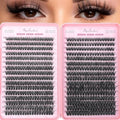 Manga Lash Clusters, 640 Pcs Eyelash Clusters Individual Lash Extension Kit D Curl Fluffy Wispy False Eyelashes Extensions Thin Band (60D+80D)