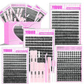YIDUO Manga Lash Clusters Kit 4 Styles Spiky Volume Clusters Lashes Extensions Kit with 2X Bond and Seal 887Pcs Wispy Eyelash Clusters Kit Thick 100D+150D+Wide Soft Thin Band Cluster Lash Kit