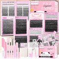 YIDUO 8 Styles Mix Lashes Clusters Kit 4 Box Cluster Lash Book Kit with Bond&Seal 1888Pcs 100D/200D/300D Volume Manga Eyelash Extension with Spikys/Bottom lash Kit for Beginners DIY at Home Easily