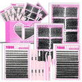 YIDUO Lash Clusters Kit 1021Pcs Volume Clusters Lashes Extensions with 2X Bond and Seal cat eye 50D/60D/80D + Manga 100D/150D Spikes Eyelash Cluster Kit 10-18mm Wispy Individual Lash DIY at Home