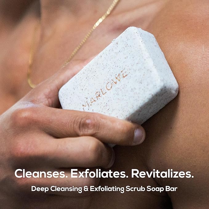MARLOWE. No. 102 Body Scrub Soap 7 oz, Cedarwood & Sea Salt, Exfoliating Soap Bar with Shea Butter, Olive Oil & Green Tea Extracts, Cleanses, Smooths & Revitalizes Skin, Fresh & Zesty Scent