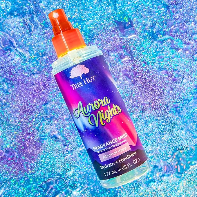 Tree Hut Aurora Nights Hair & Body Mist, Hydrating & Alcohol-Free Body-Spray, Fragrance with Warm Pistachio & Toasted Marshmallow Notes, Alcohol-Free Formula, Versatile Body Spray, 6 Fl Oz.(Pack of 2)