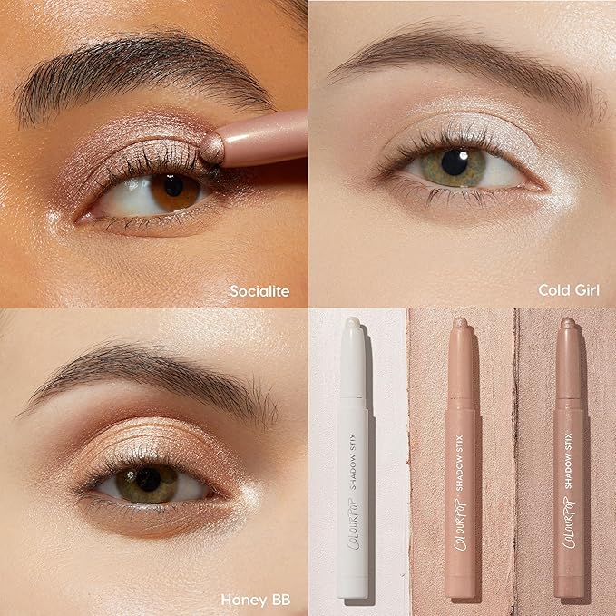 ColourPop Shadow Stix Makeup Kit - Shimmer Eyeshadow Make Up Set - Vegan & Cruelty-Free Cream Eyeshadow Sticks with High-Pigment & Metallic Finishes (3 Count)