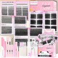 YIDUO 1916Pcs Lashes Clusters Kit 4 Box Cluster Lash Book Kit Gift Packs with Bond&Seal Tool Kit 30D-100D Volume Manga Cluster Eyelash Extension with Bottom Individual False Eyelashe Kit, De Pestañas