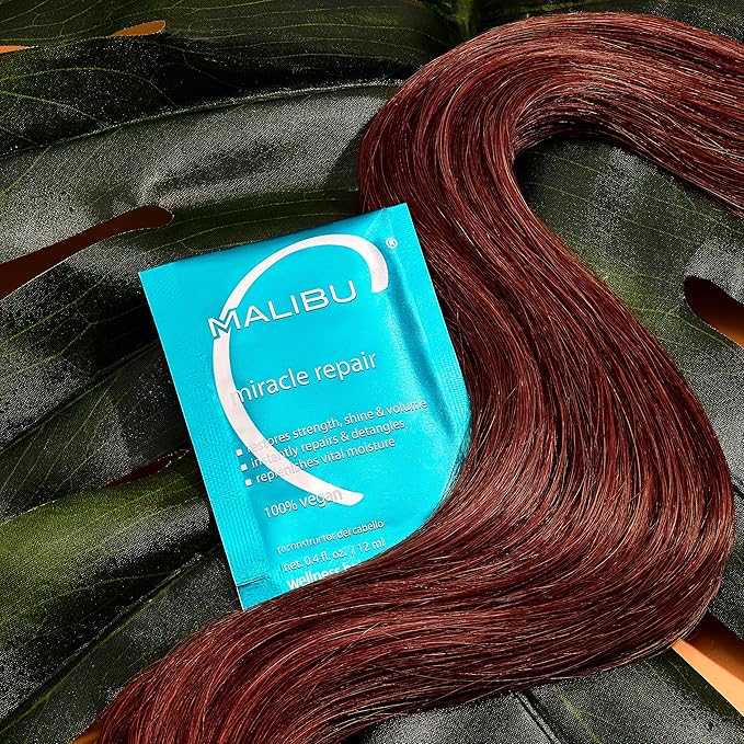 Malibu C Miracle Repair Hair Reconstructor (1 Packet) - Nourishing Hair Repair Treatment for Weak, Damaged Strands - Flax Protein & Vitamin B5 for Hair Strength